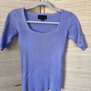 Premise Lavender Knit Top with Sleeve Buttons